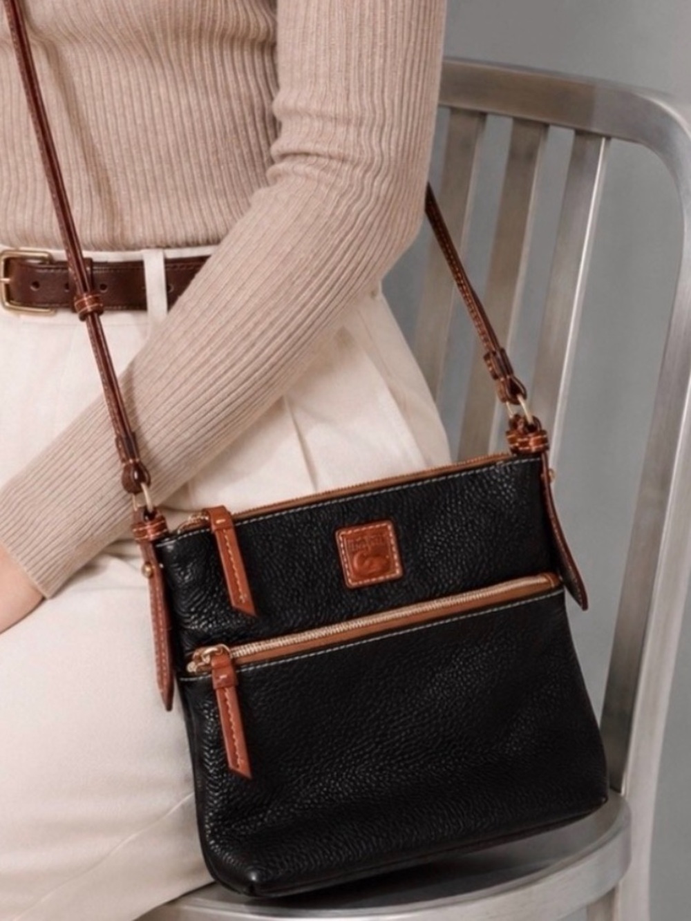 DOONEY & BOURKE Black Vintage Pebbled Leather Crossbody Purse